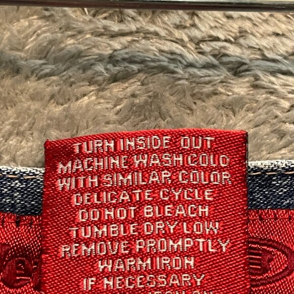 Vtg Let Me B Y2K Women Hip Hop Mid Rise Stretch Flared Blue Denim Jean 16P - Picture 12 of 12